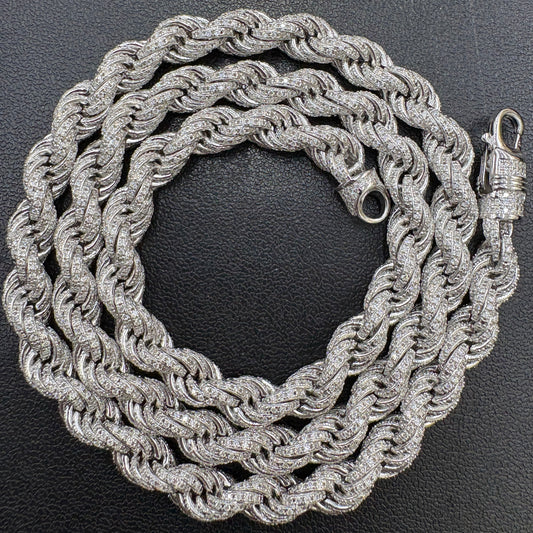7mm Moissanite Rope Chain 22"