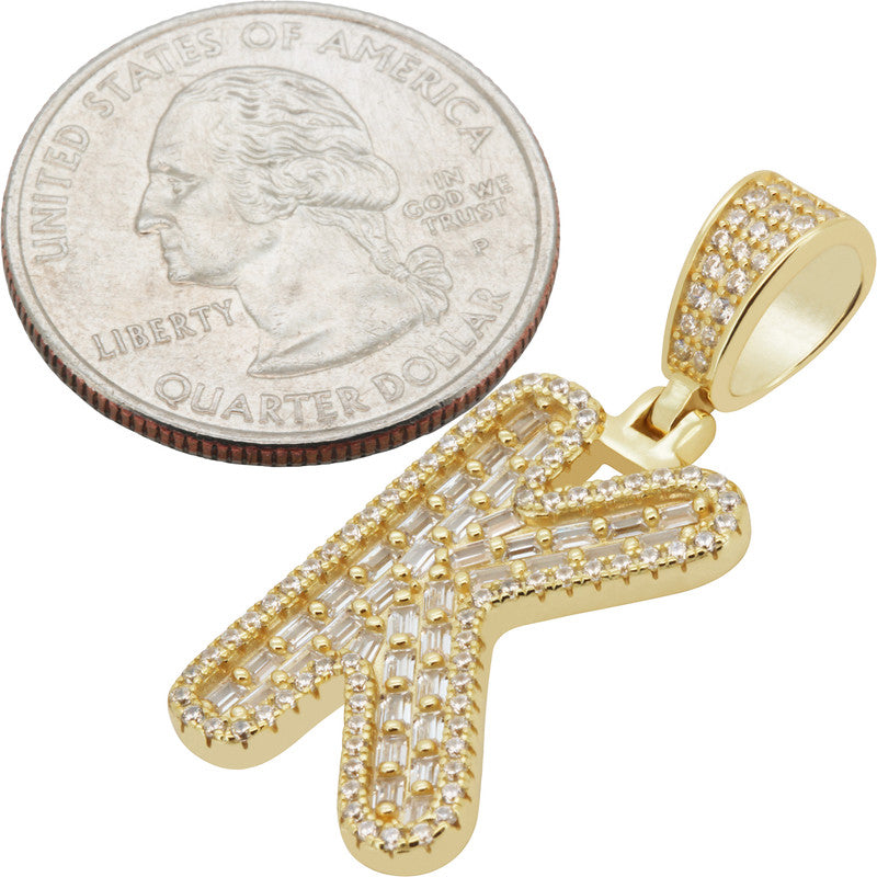 Baguette Initial K Pendant