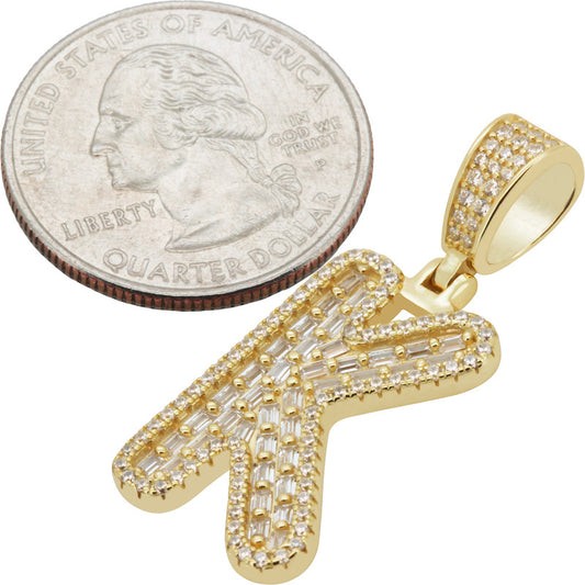 Baguette Initial K Pendant