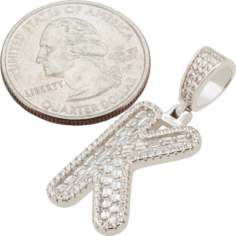 Baguette Initial K Pendant