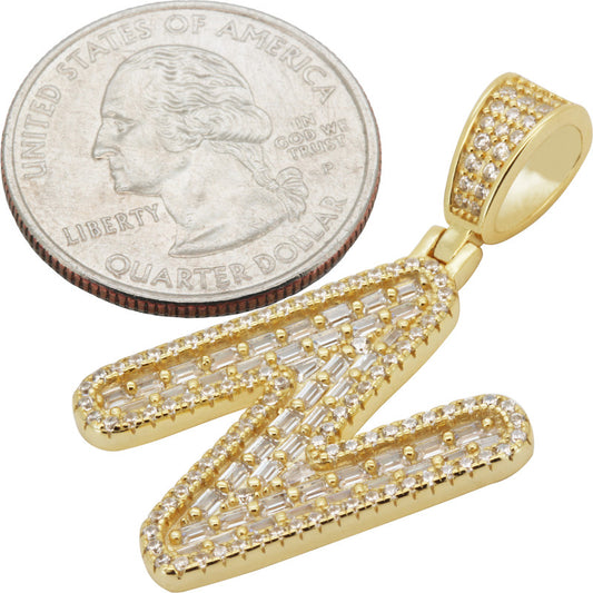 Baguette Initial N Pendant