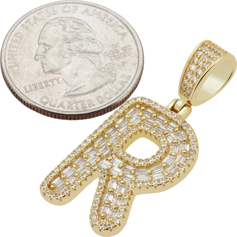 Baguette Initial R Pendant