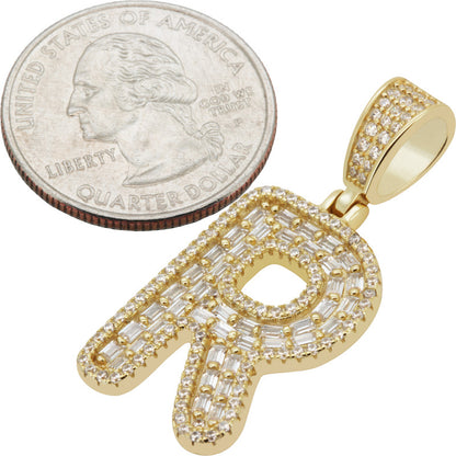 Baguette Initial R Pendant