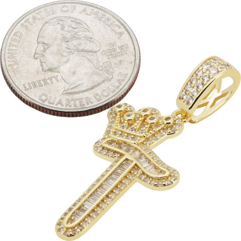 Crown Initial T Pendant