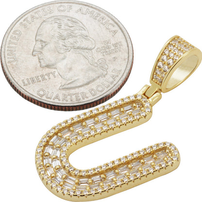 Baguette Initial U Pendant