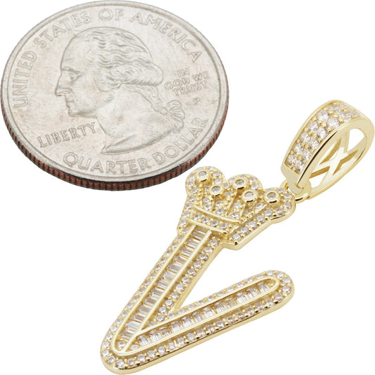 Crown Initial V Pendant
