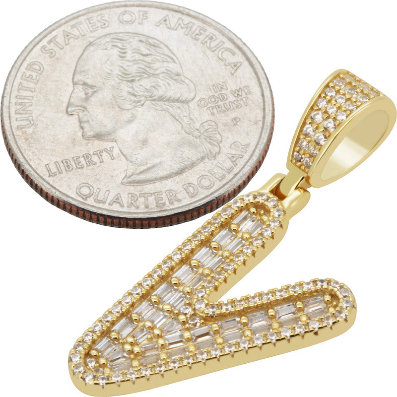 Baguette Initial V Pendant