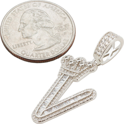 Crown Initial V Pendant