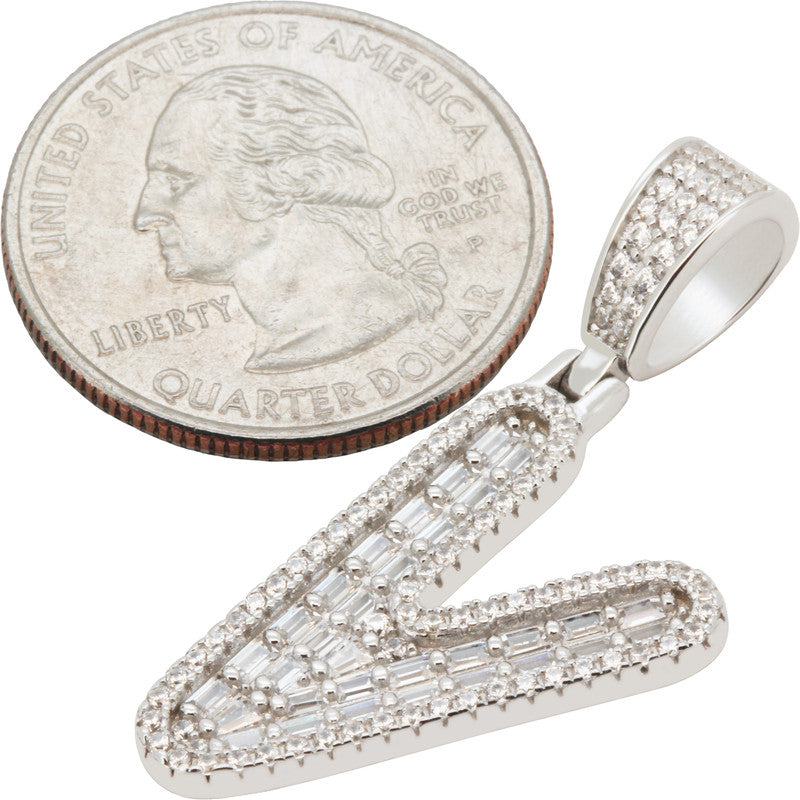 Baguette Initial V Pendant