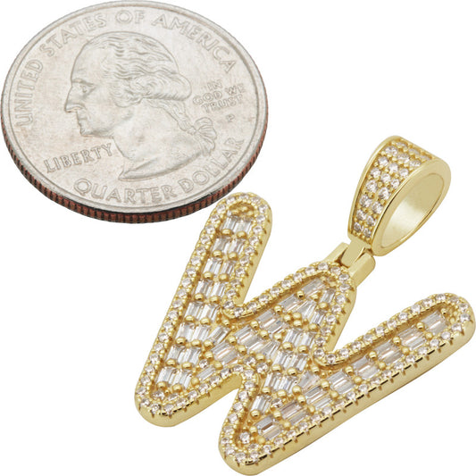 Baguette Initial W Pendant