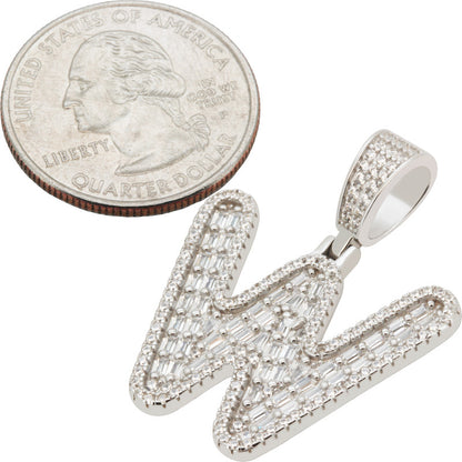 Baguette Initial W Pendant