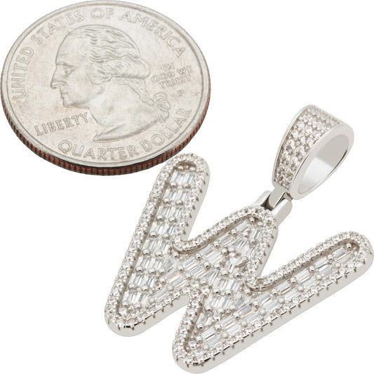 Baguette Initial W Pendant