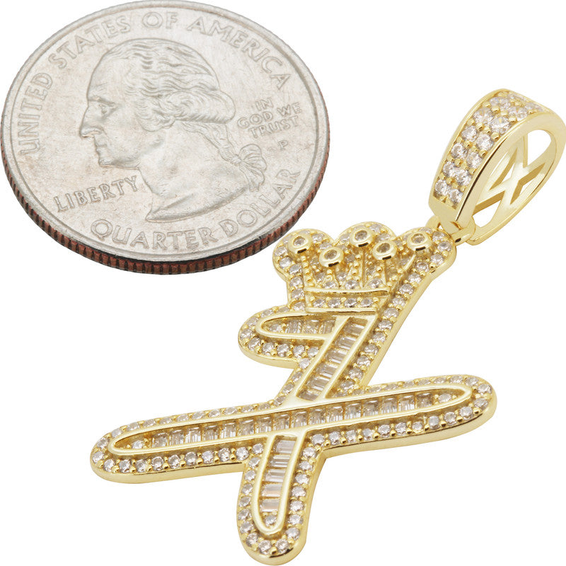 Crown Initial X Pendant