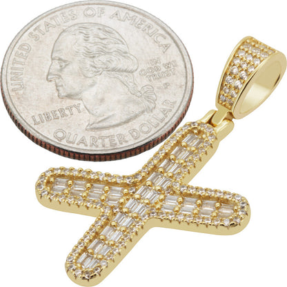 Baguette Initial X Pendant