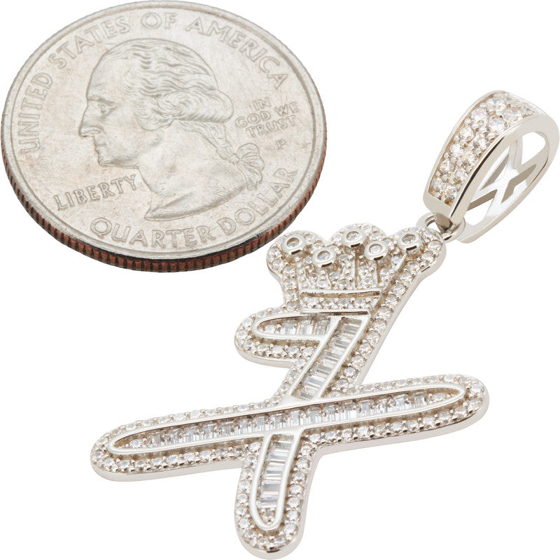Crown Initial X Pendant