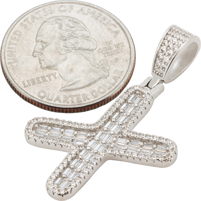Baguette Initial X Pendant
