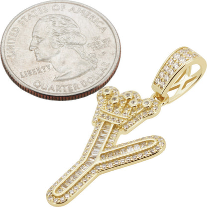 Crown Initial Y Pendant