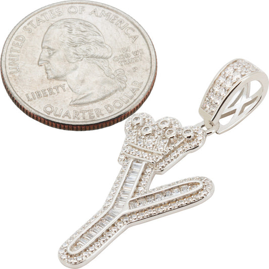 Crown Initial Y Pendant