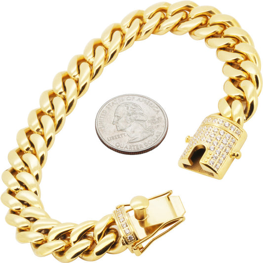 12mm Miami Cuban Link Bracelet 12"