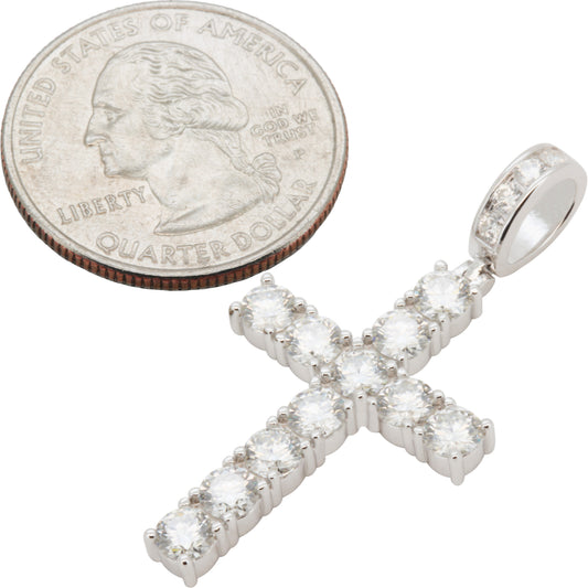 Moissanite 4mm Tennis Cross Pendant
