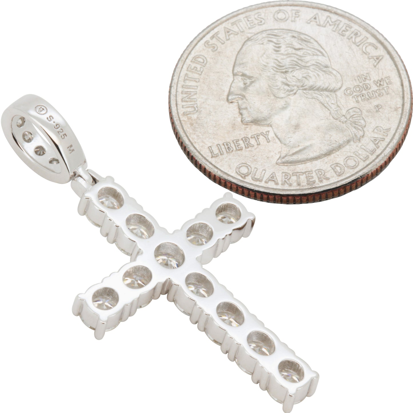 Moissanite 4mm Tennis Cross Pendant