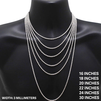 3mm Rope Chain 24"