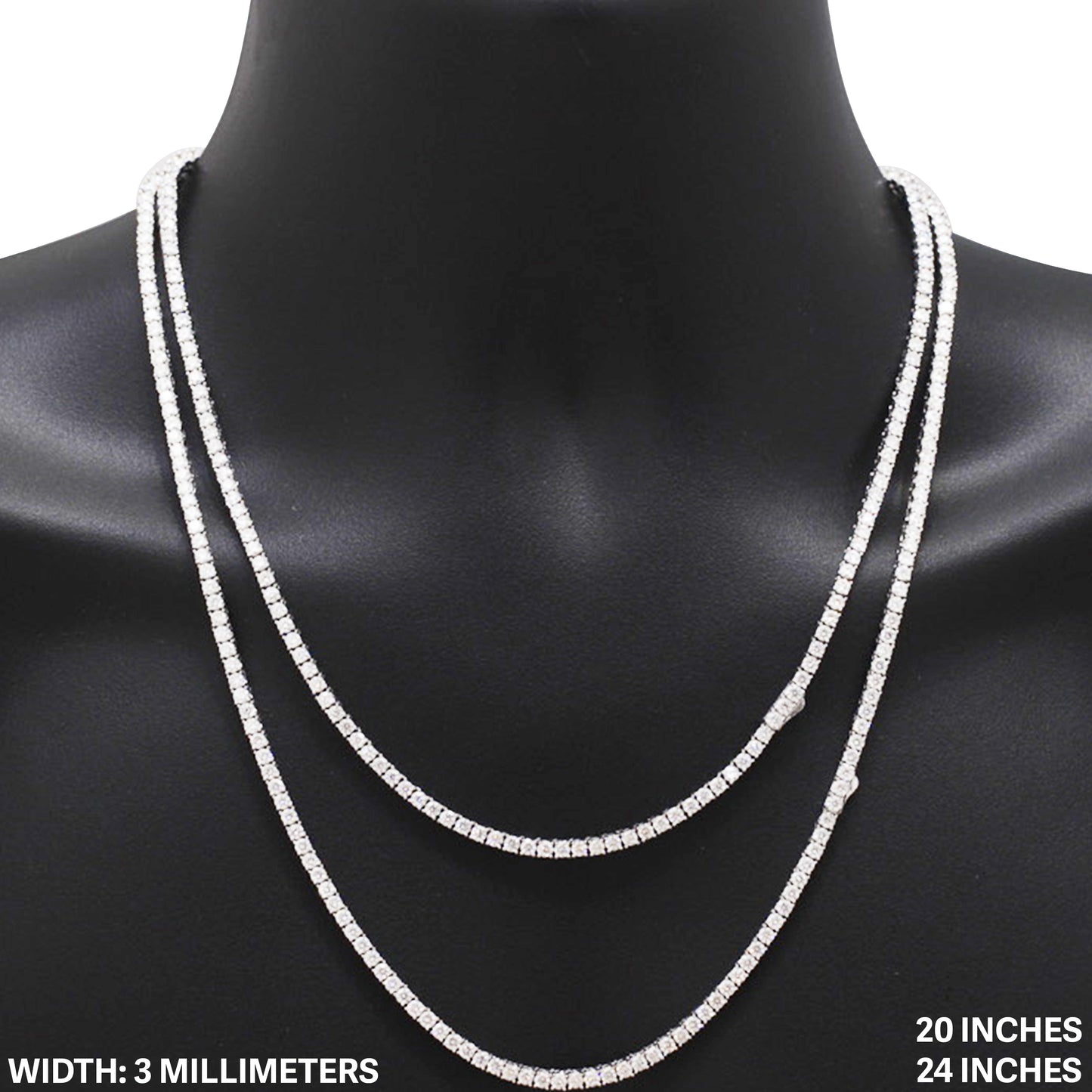 3mm Moissanite Tennis Chain 24"