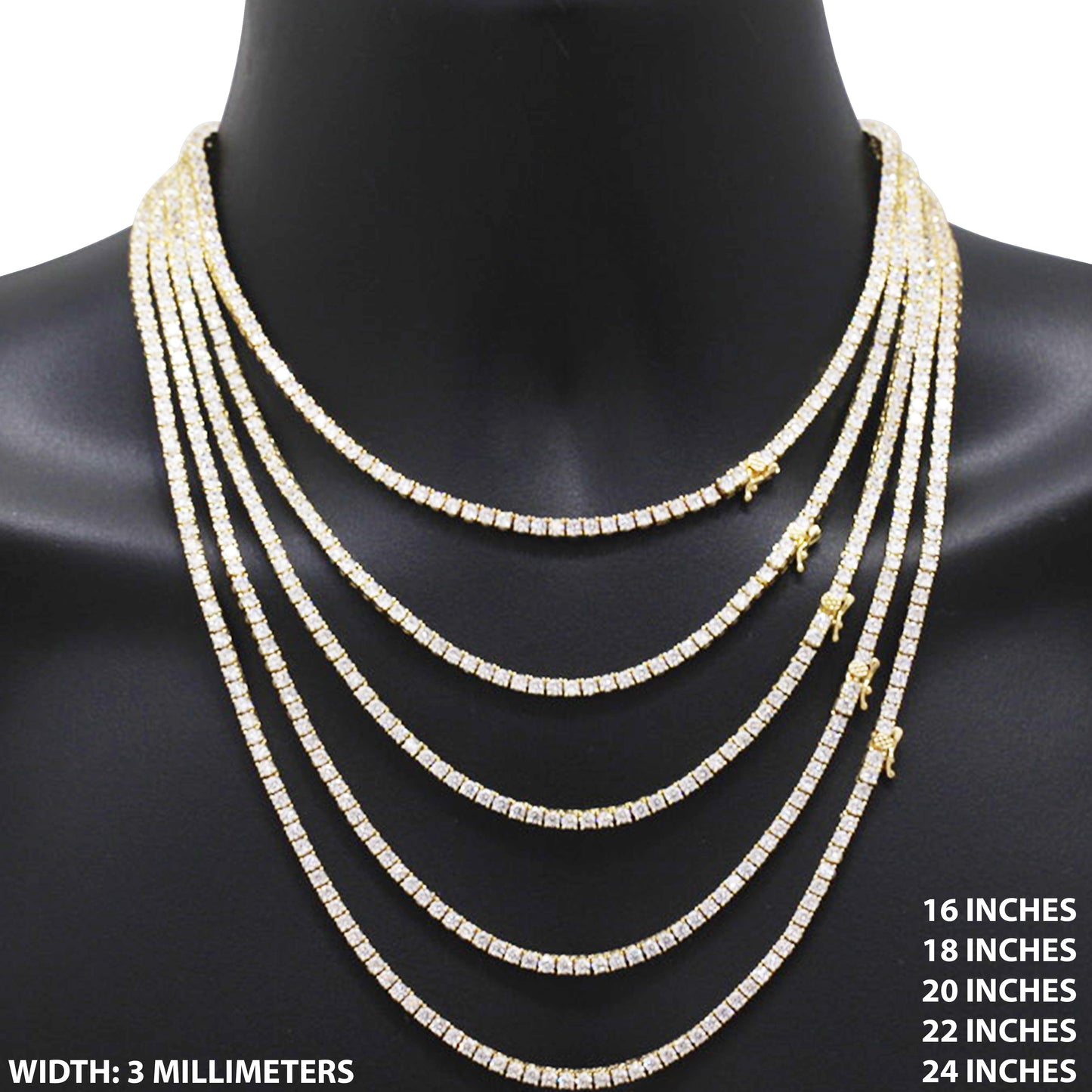 3mm Tennis Chain 16"