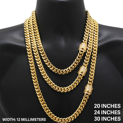 12mm Miami Cuban Link Chain 40"
