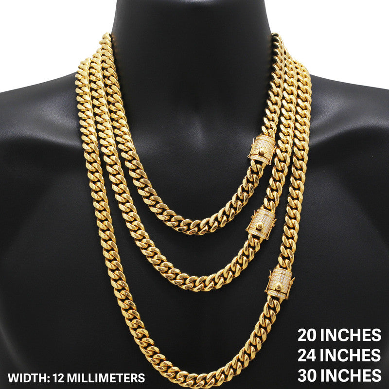12mm Miami Cuban Link Chain 38"