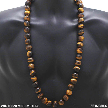 20mm Tiger Eye Bead Necklace 36"