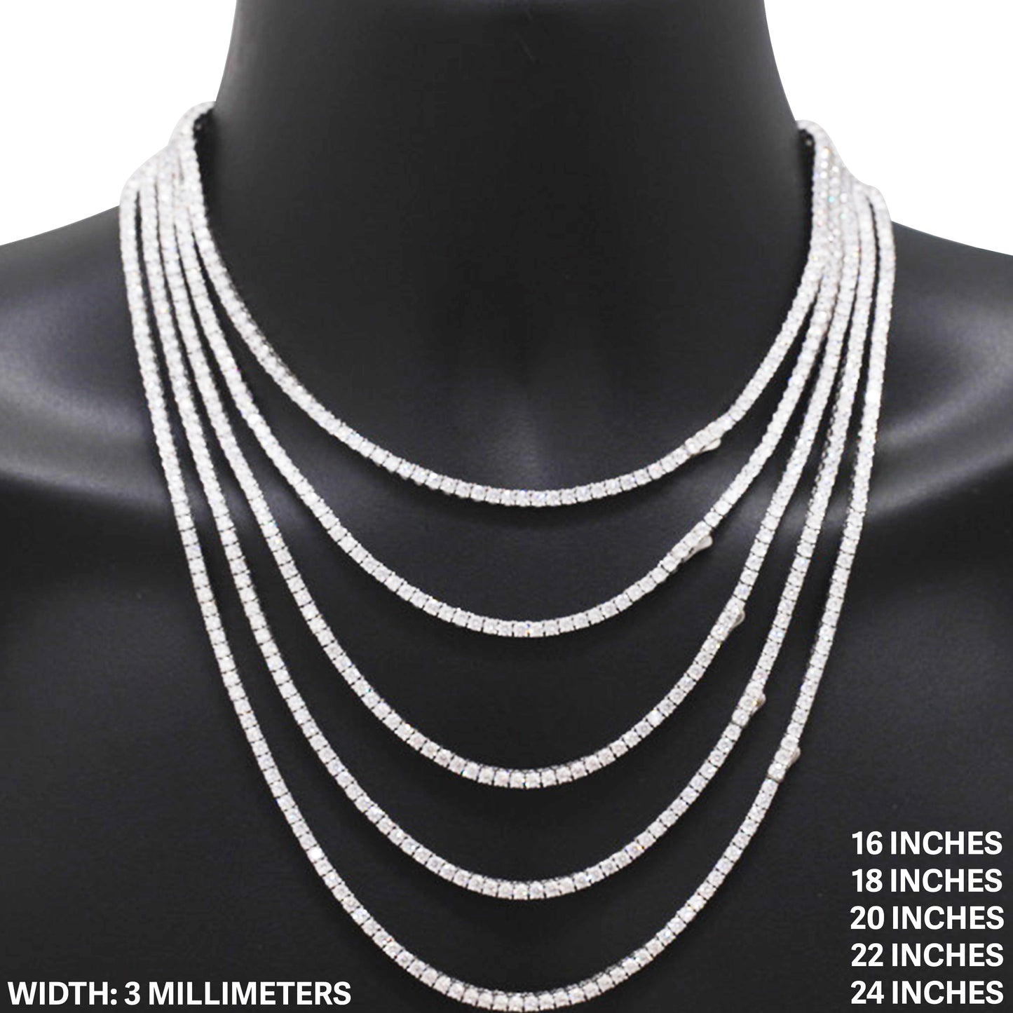 3mm Tennis Chain 18"