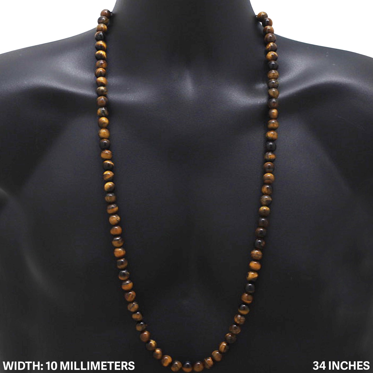 10mm Tiger Eye Bead Necklace 34"