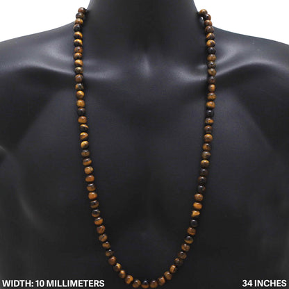 10mm Tiger Eye Bead Necklace 34"