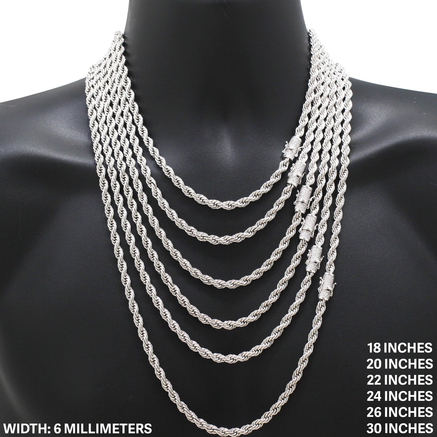 6mm Rope Chain 30"
