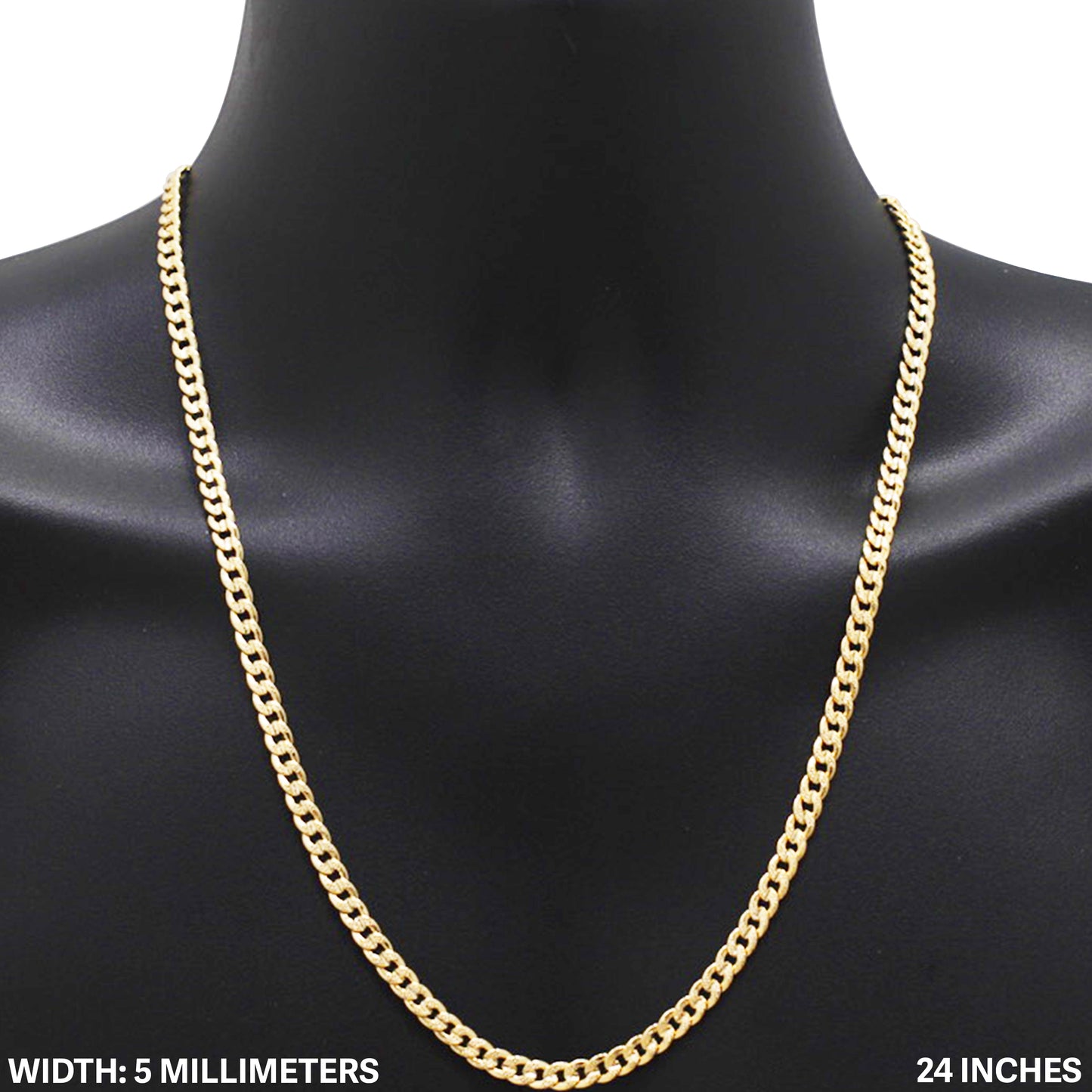 5mm Curb Cuban Link Chain 24"