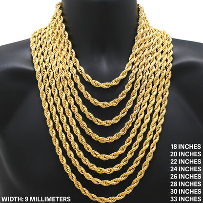 9mm Rope Chain 18"
