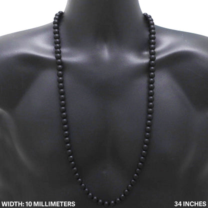 10mm Onyx Bead Necklace 34"