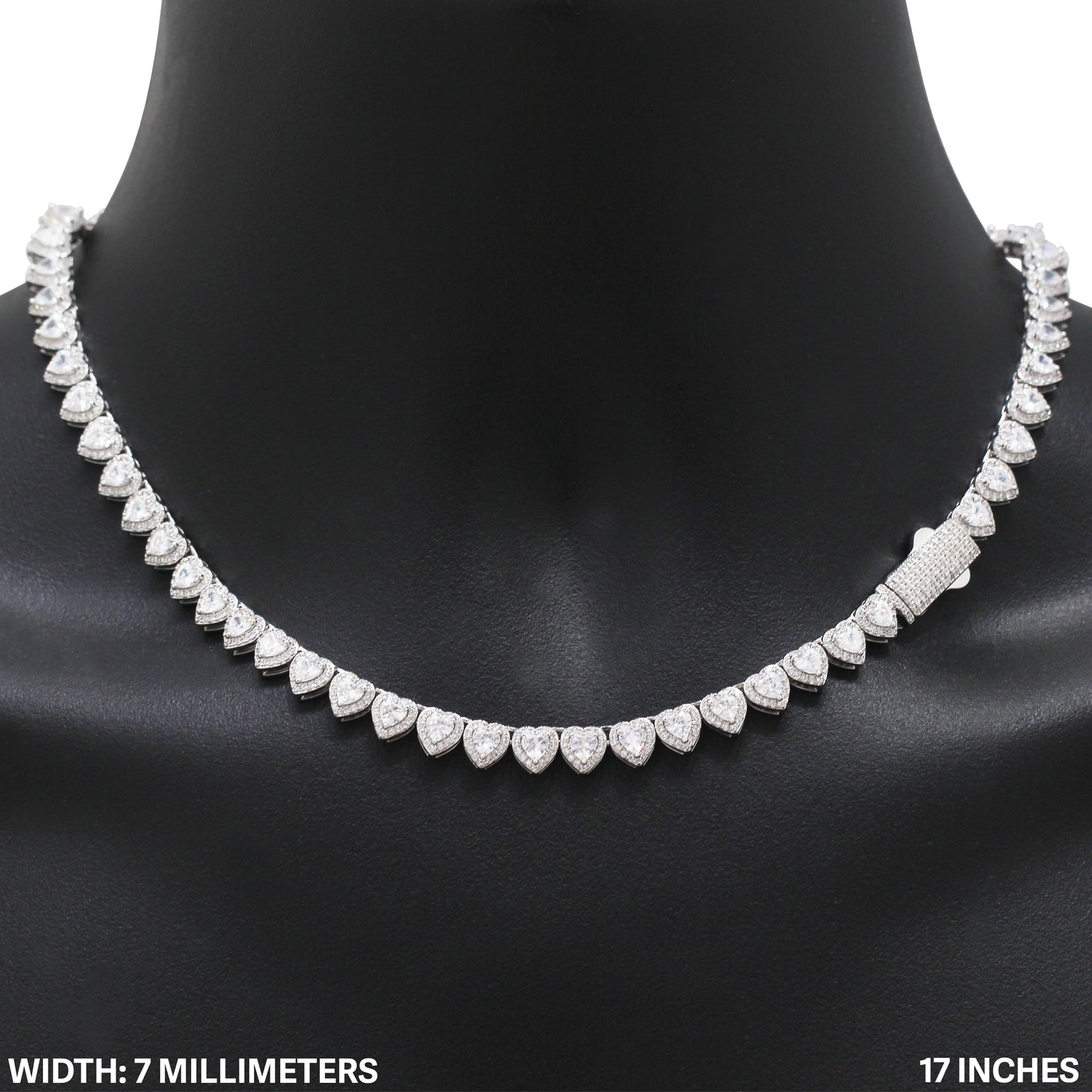 7mm Heart Tennis Chain 17"
