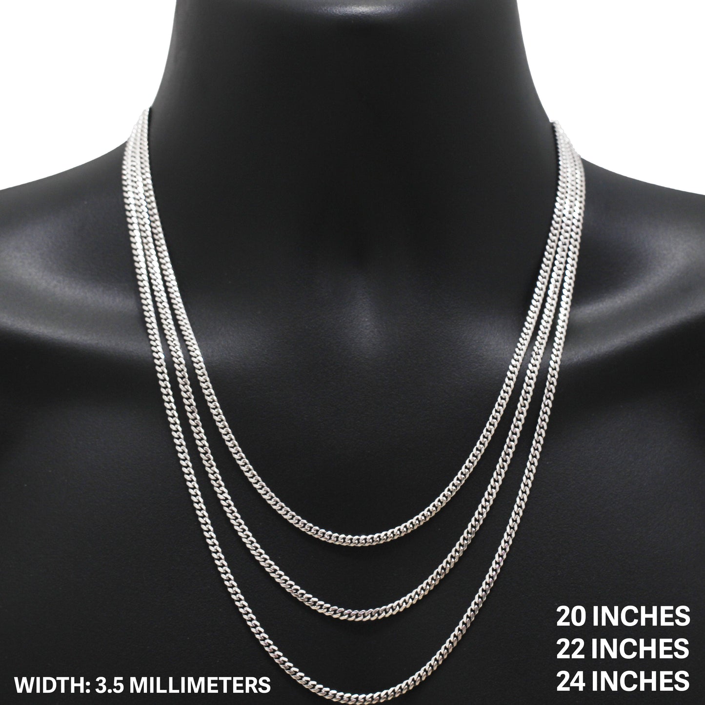 3.5mm Miami Cuban Link Chain 22"