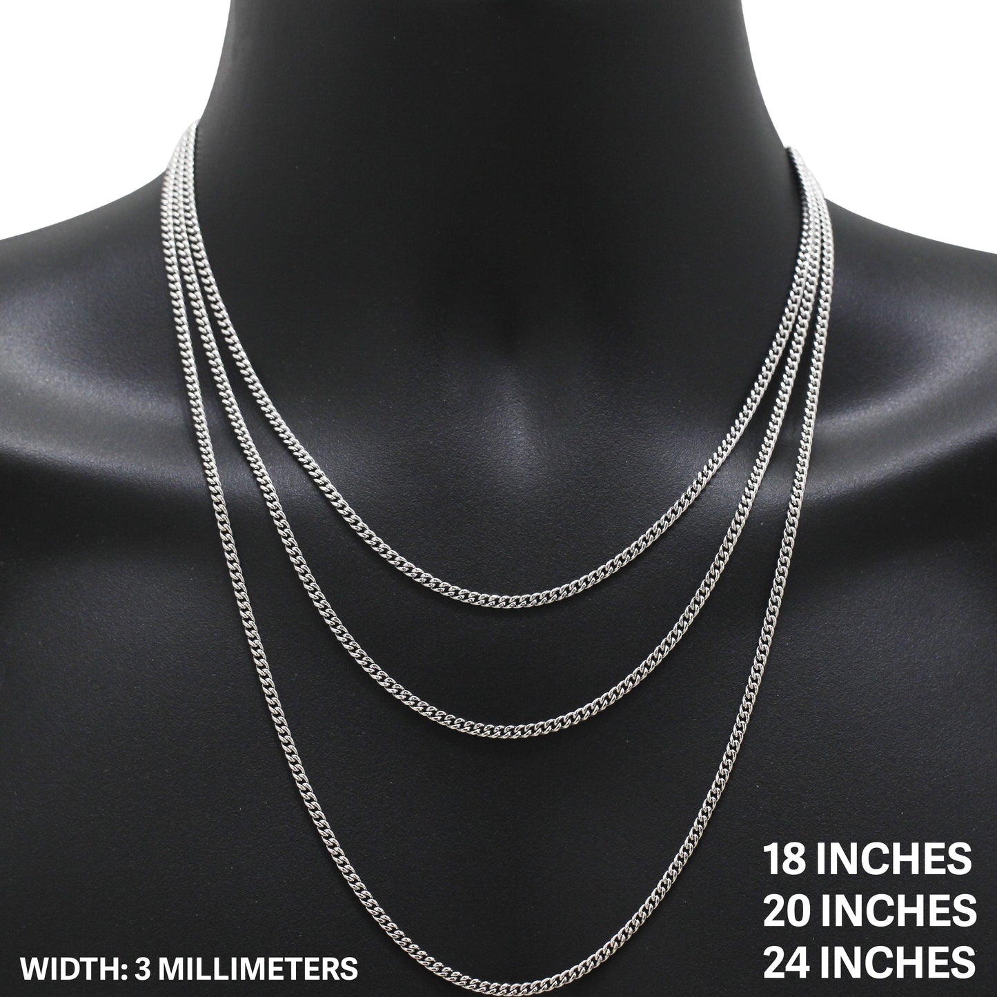 3mm Miami Cuban Link Chain 18"