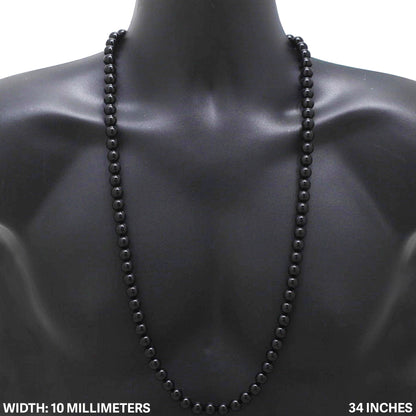 10mm Obsidian Bead Necklace 34"