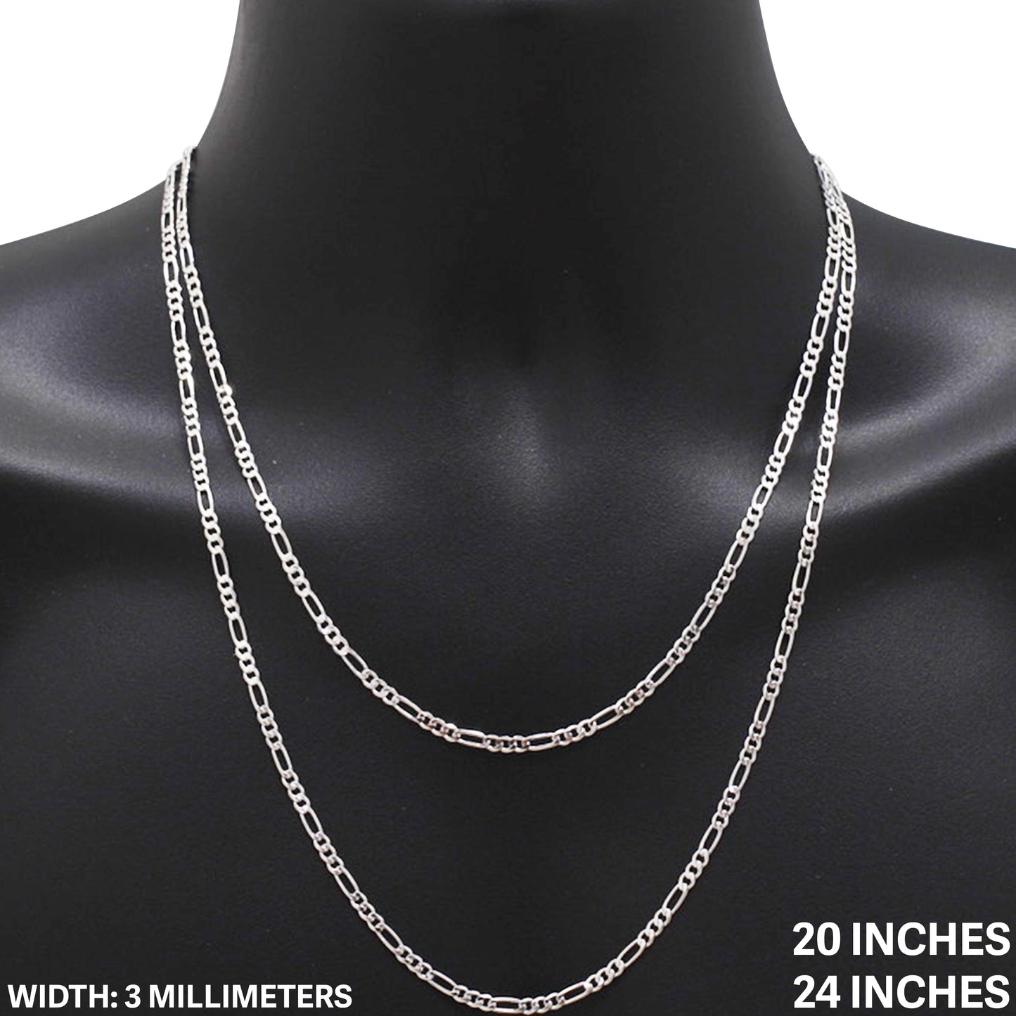 3mm Figaro Chain 24"