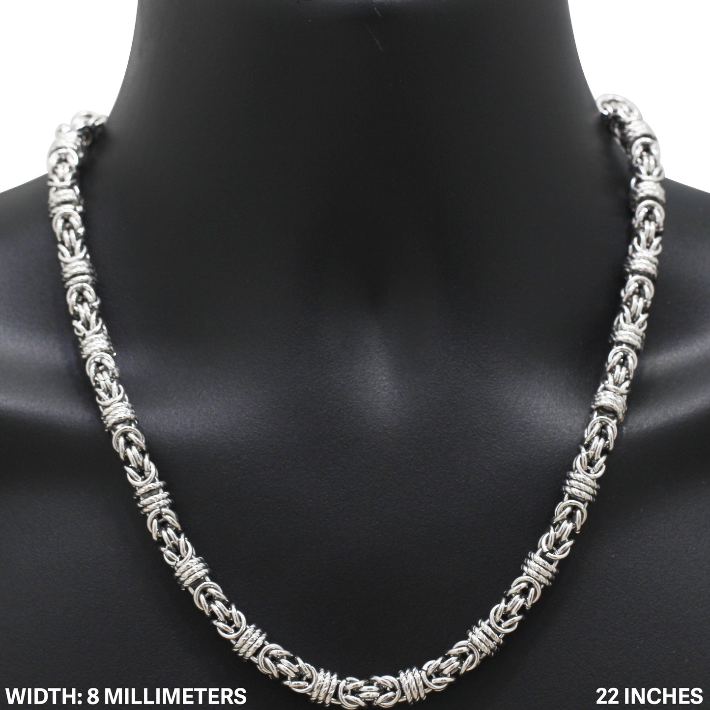 8mm Round Byzantine Chain 22"