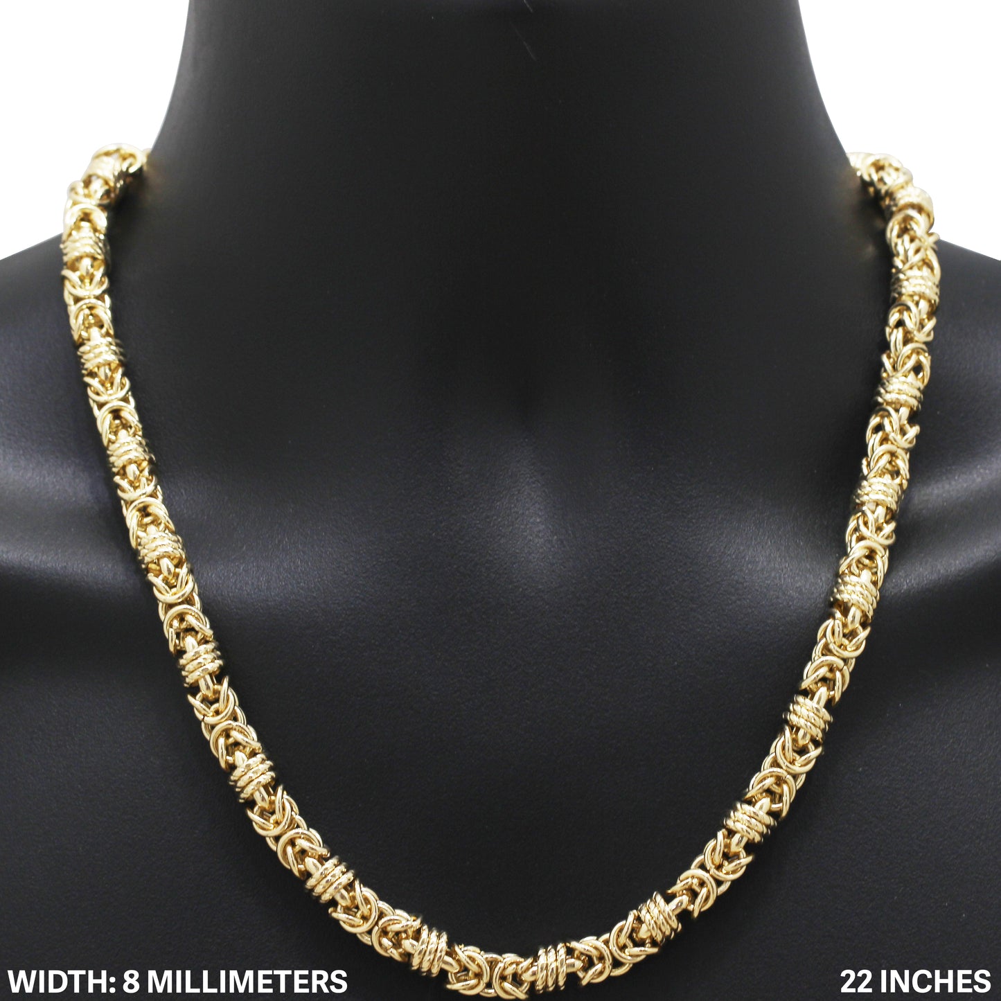 8mm Round Byzantine Chain 22"