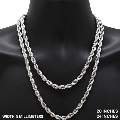 8mm Rope Chain 24"