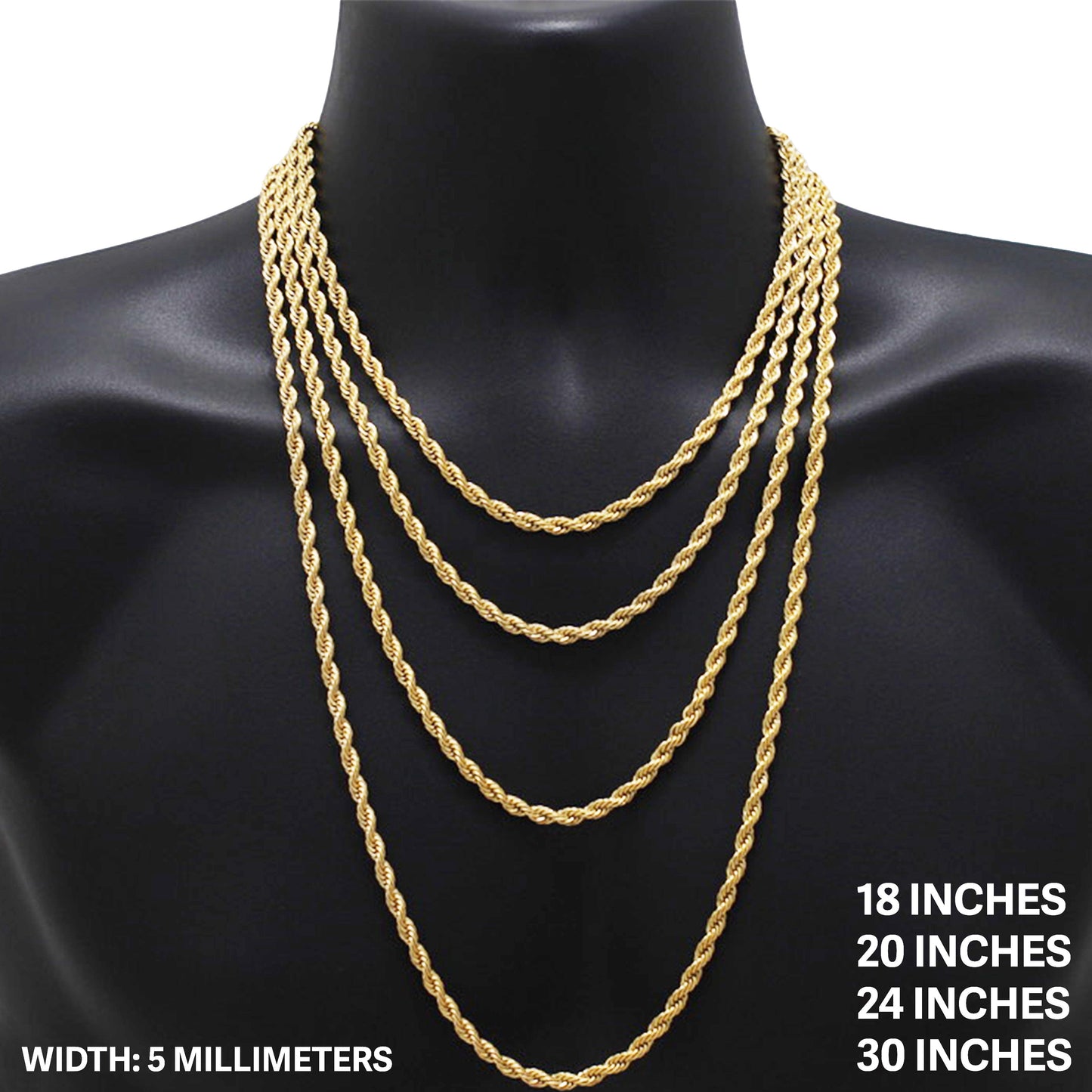 5mm Rope Chain 30"