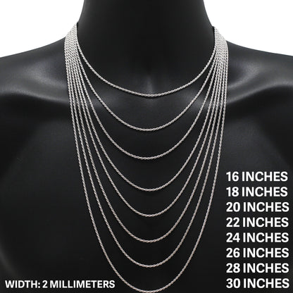 2mm Rope Chain 16"