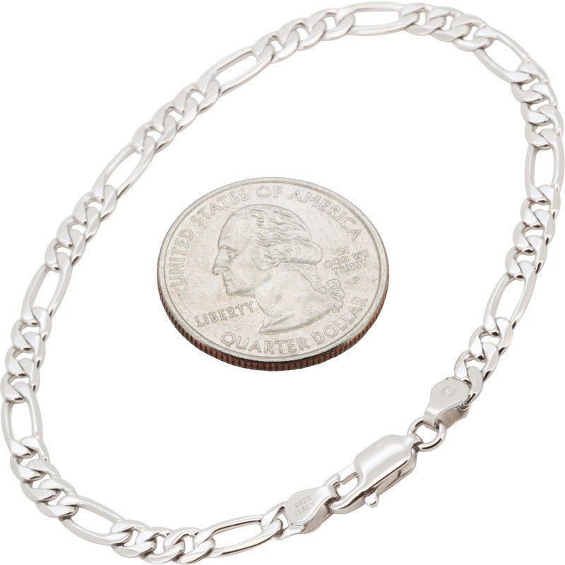 4mm Figaro Bracelet 7.5"