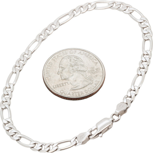 4mm Figaro Bracelet 8"